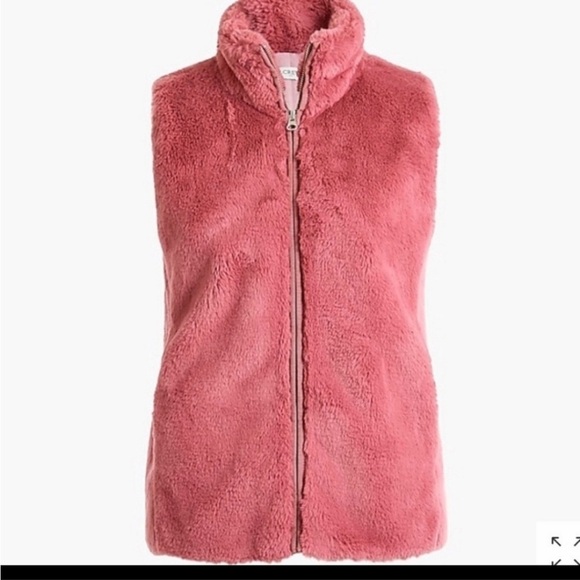 J. CREW Rose Pink Faux Fur Vest Fuzzy Size Small - Picture 5 of 9